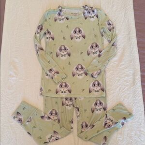 GUC Posh Peanut Green Bunny Print Kids Pajama Set